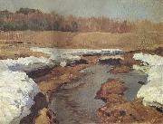 Levitan, Isaak Fruhling the last snow oil painting artist